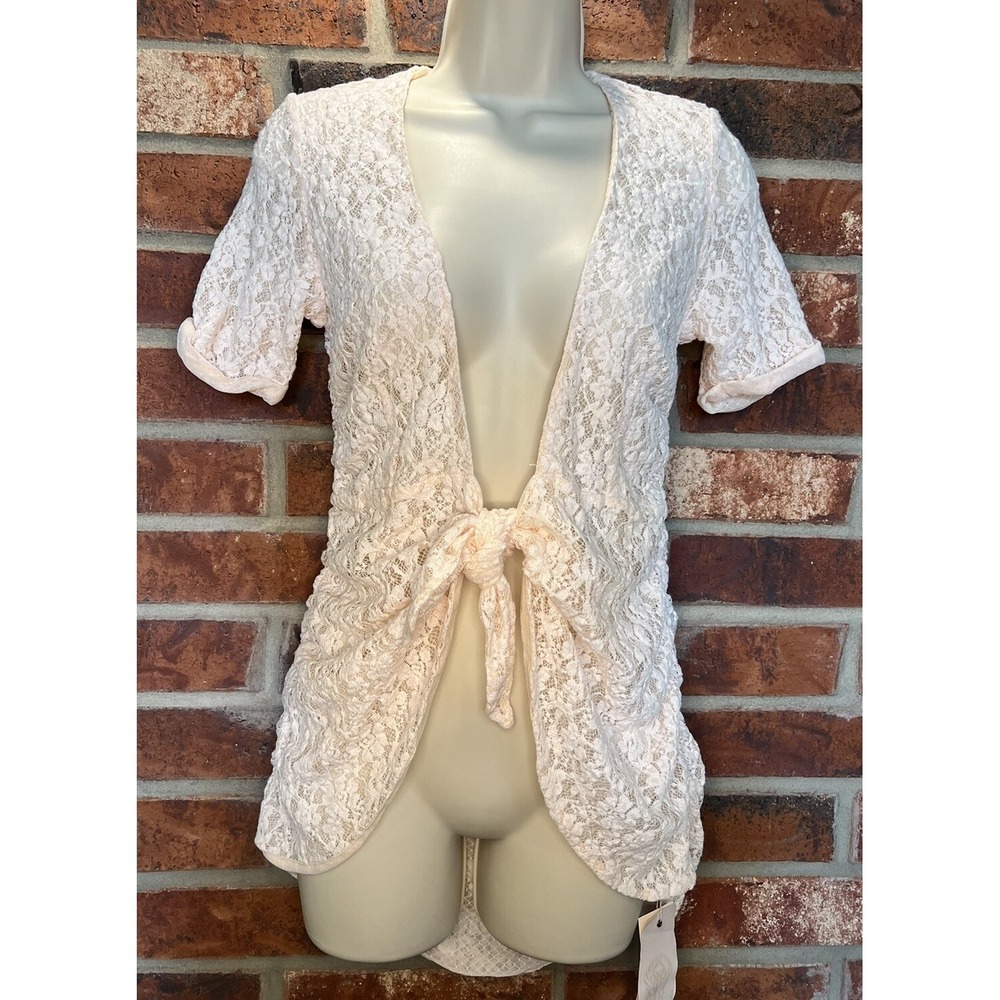 We Are Hah Lace Tie Front Peach Pink Top Only Size XXS